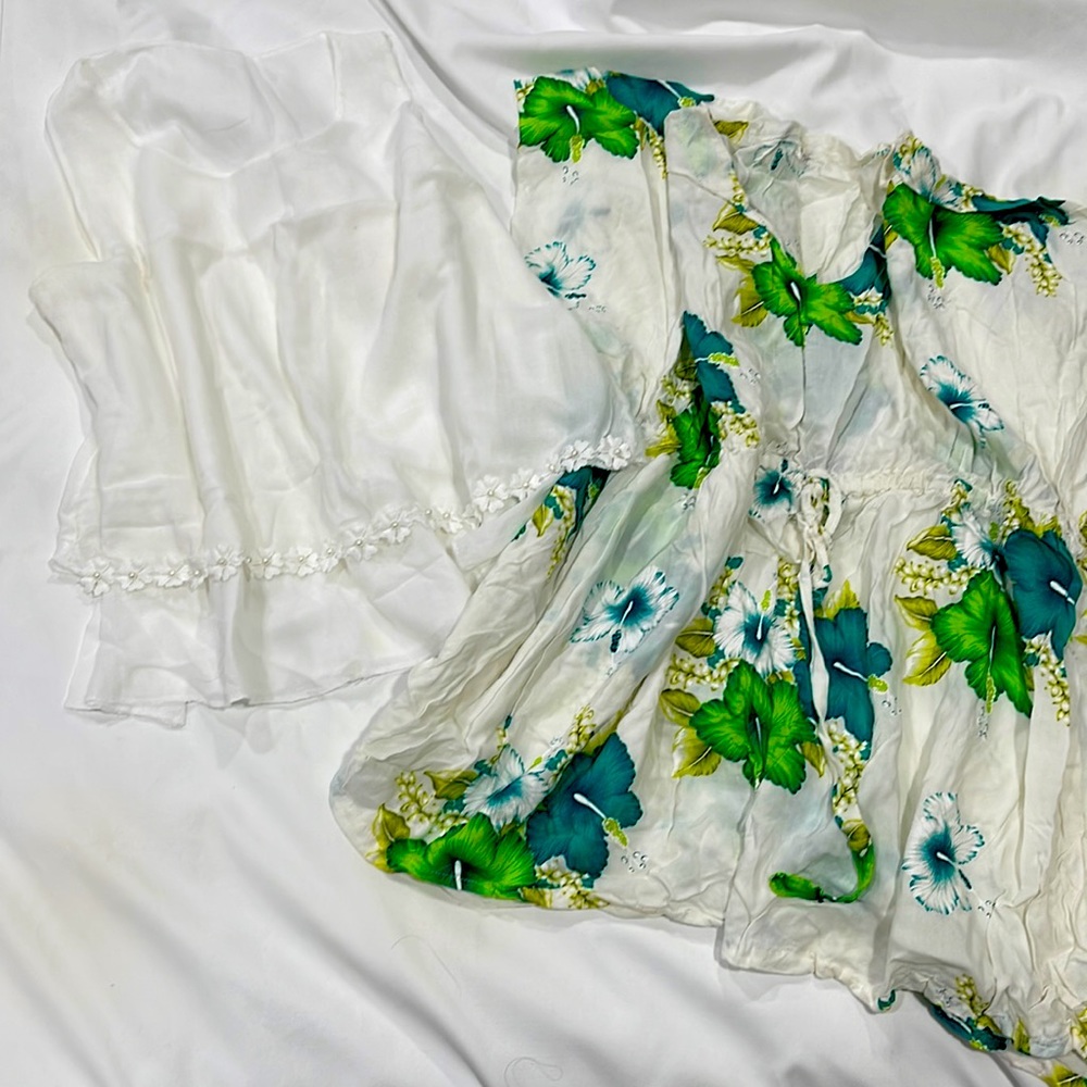 Set of 2 Women's Floral Print Kimono Cardigan Loose Top Fits: L